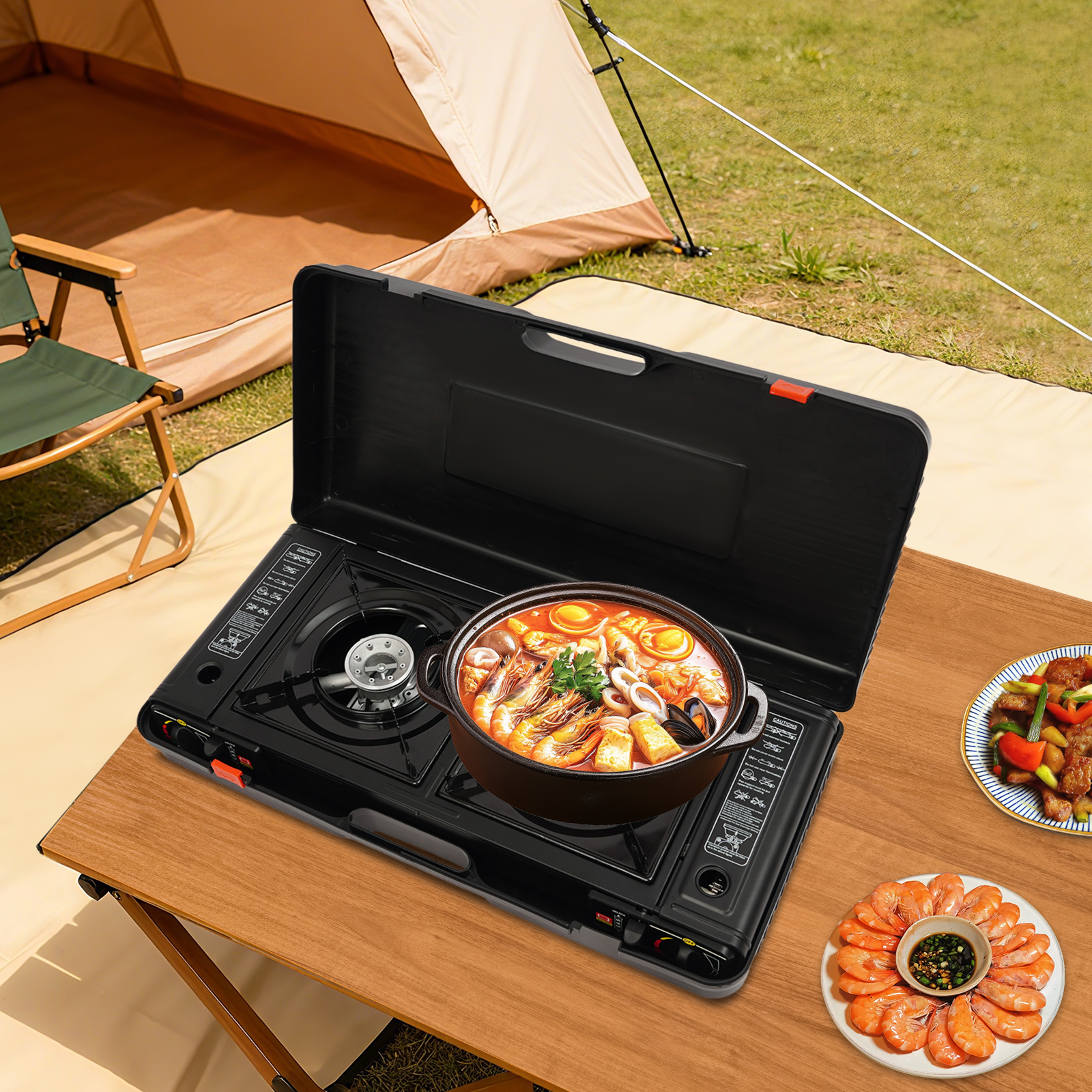 Camping Cooking Electric - 2in1 2-Burner Portable Camping Stove, Butane
