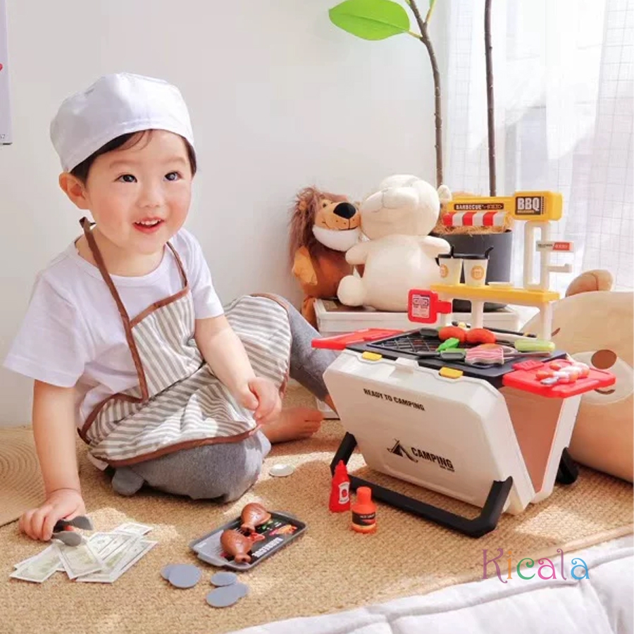 Camping Cooking With Kids - Kids BBQ Grill Playset Portable Camping