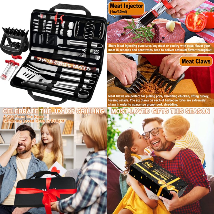 Meat Thermometer Camp - 28Pcs Grilling Accessories in Bag with