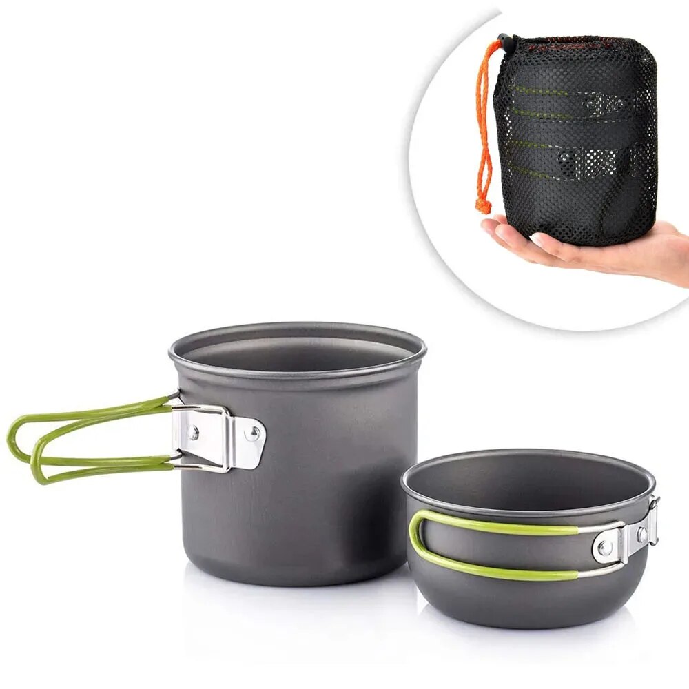 Camping Hiking Cooking - Camping Cookware Mess Kit Ultralight Camping