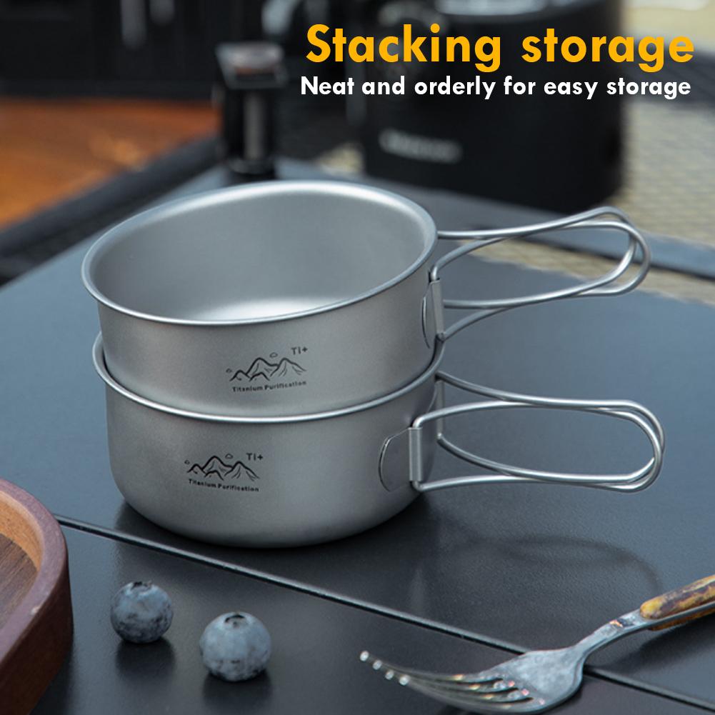 Camping Cooking Set Stainless Steel - Titanium Foldable Camping Pot Ultralight Outdoor