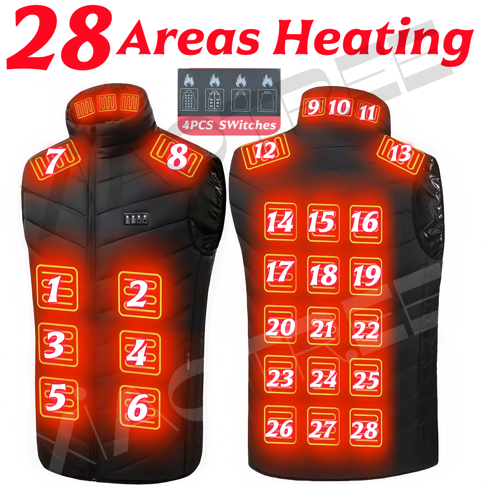 Camping Cooking Electric - 28/9 Areas Heated Vest Men Jacket