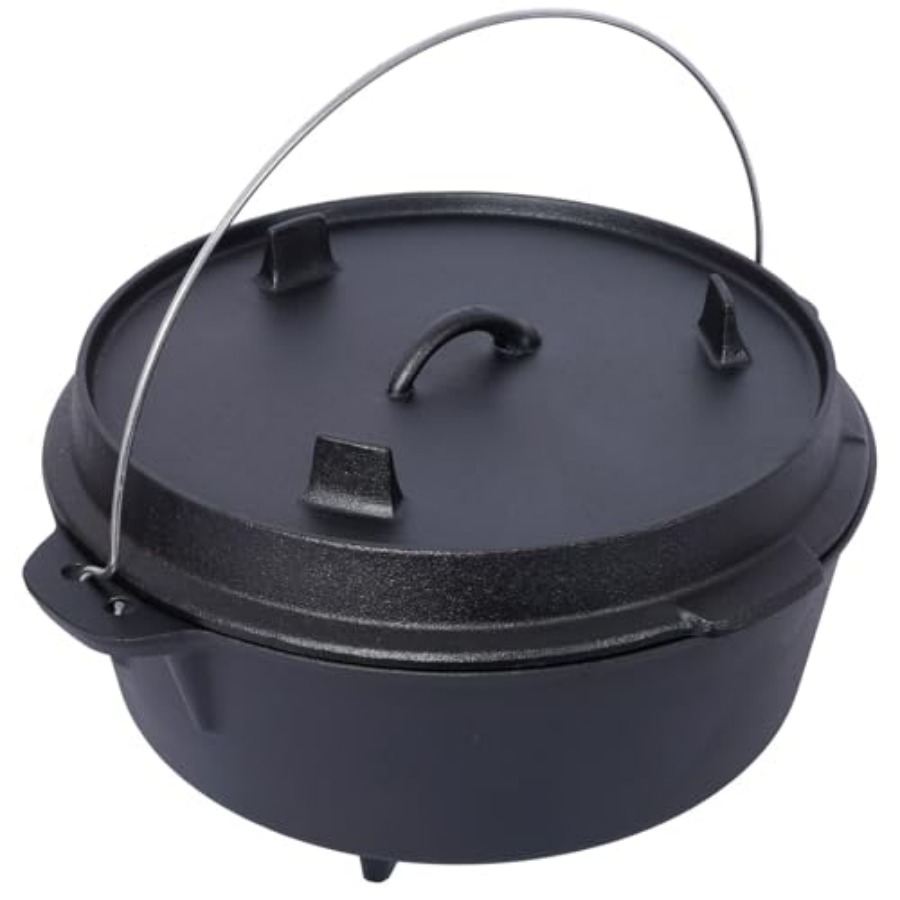 Camp Dutch Oven Cast - Pre-Seasoned Cast Iron Dutch Oven with