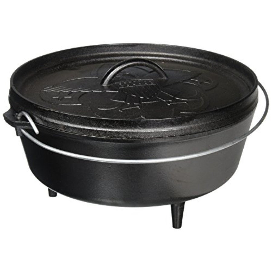 Camp Dutch Oven Cast - 6Quart PreSeasoned Cast Iron Camp Dutch