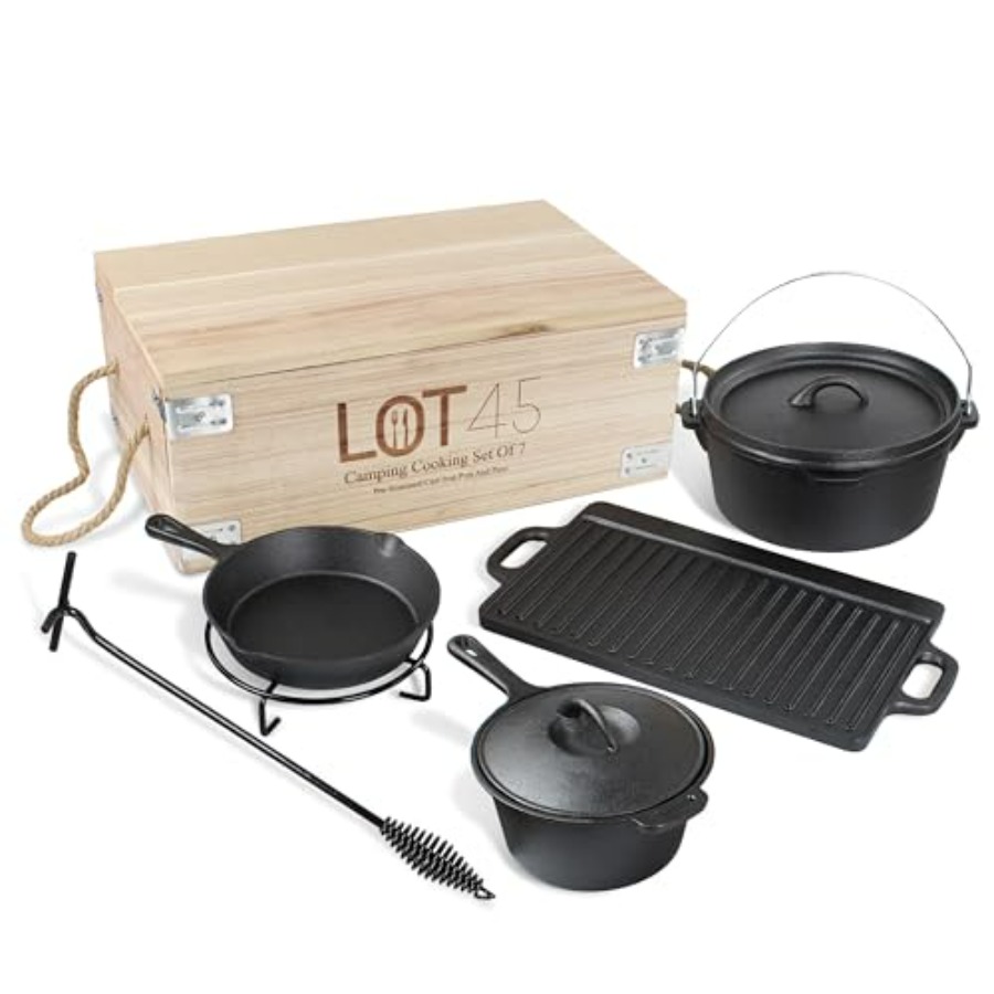 Camp Dutch Oven Cast - Pre-Seasoned Dutch Oven Camping Cooking Set