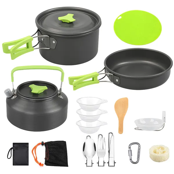 Camping Cooking Set Stainless Steel - 16pcs Camping Cooking Ware Set Camping