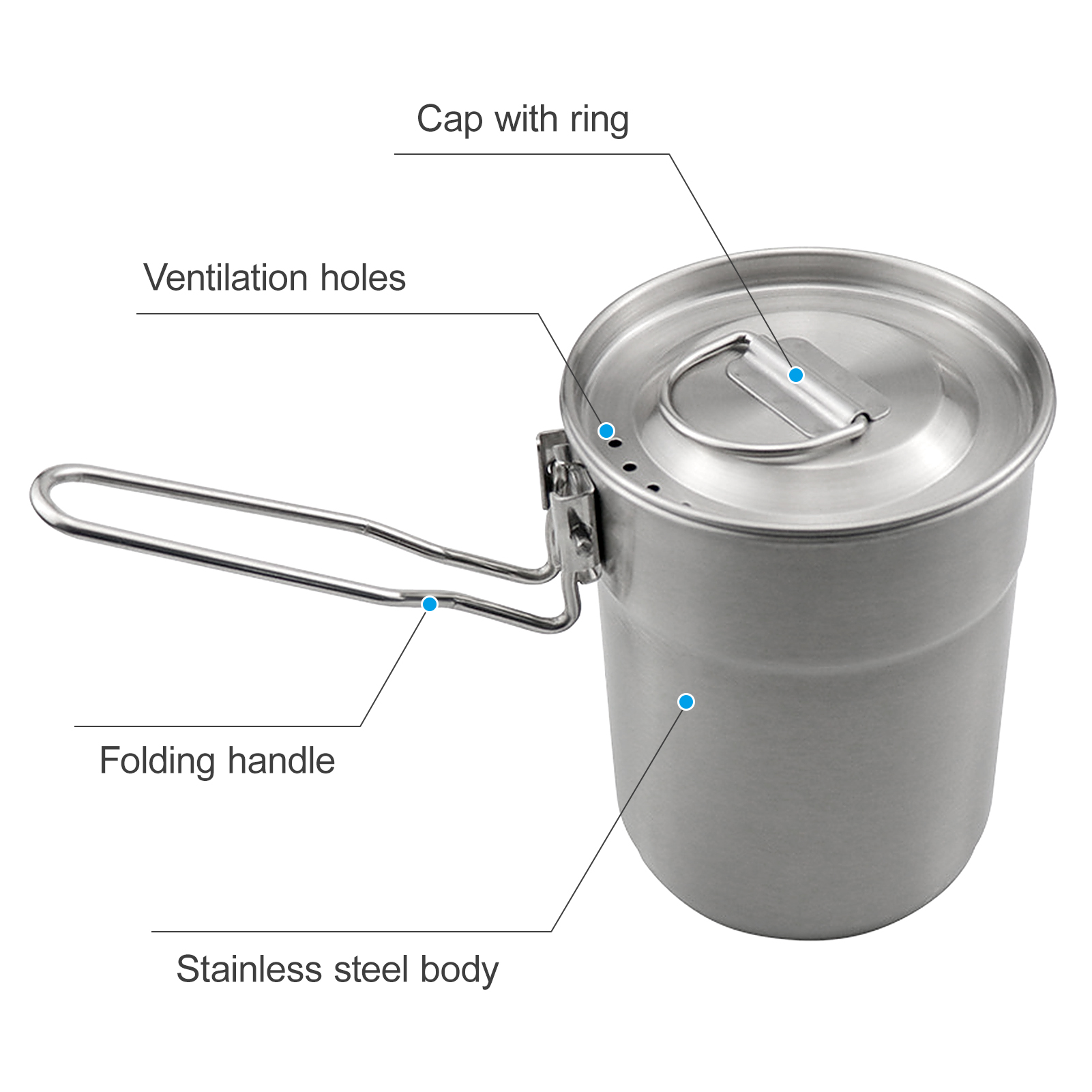 1L Coffee Cup with Folding Han - Camping Cooking Set Stainless Steel review and price