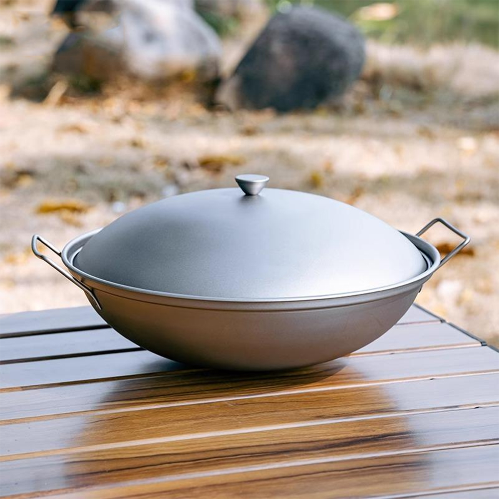 Titanium Wok Pan with Lid Doub - Camping Cooking Unit review and price