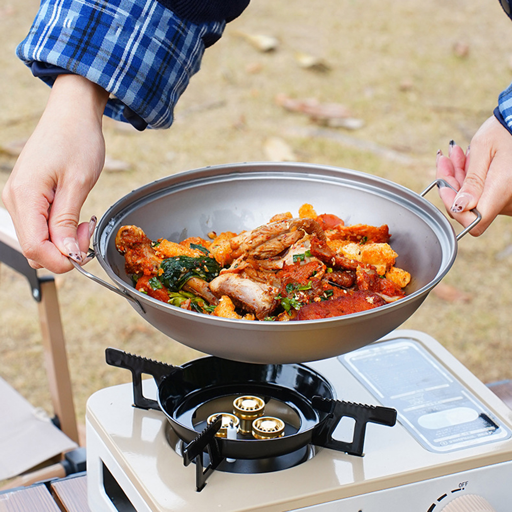 Titanium Wok Pan with Lid Doub - Camping Cooking Unit review and price