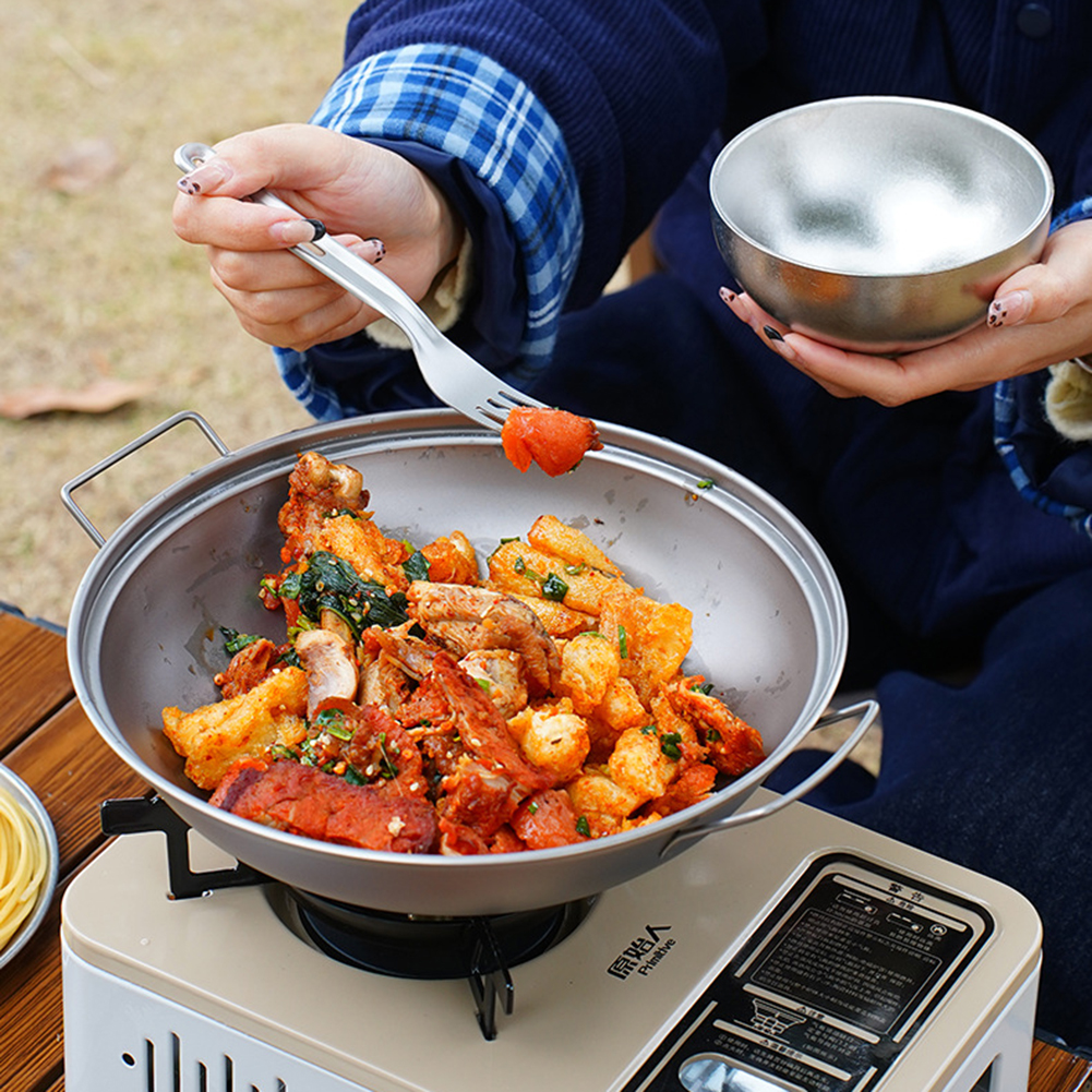 Titanium Wok Pan with Lid Doub - Camping Cooking Unit review and price