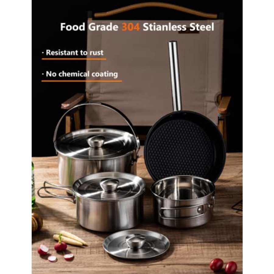 CampPro Camp Cooking Set for 4 - Camping Cooking Set Stainless Steel review and price