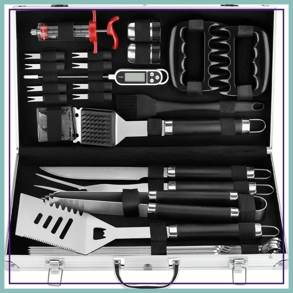 26Pcs BBQ Grill Accessories Se - Meat Thermometer Camp review and price