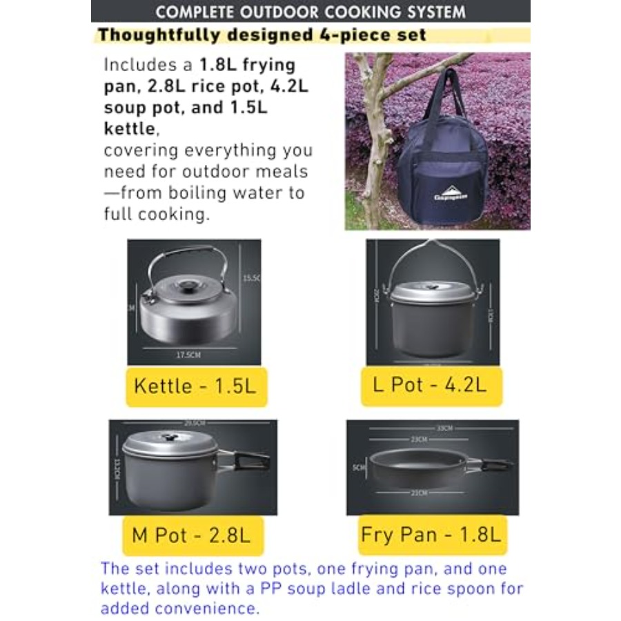 Nesting Camping Cookware Set 4 - Camping Cooking Set Stainless Steel review and price