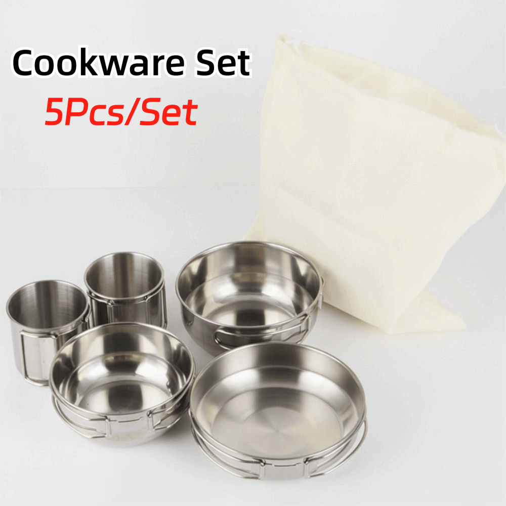 5Pcs 304 Stainless Steel Campi - Camping Cooking Set Stainless Steel review and price