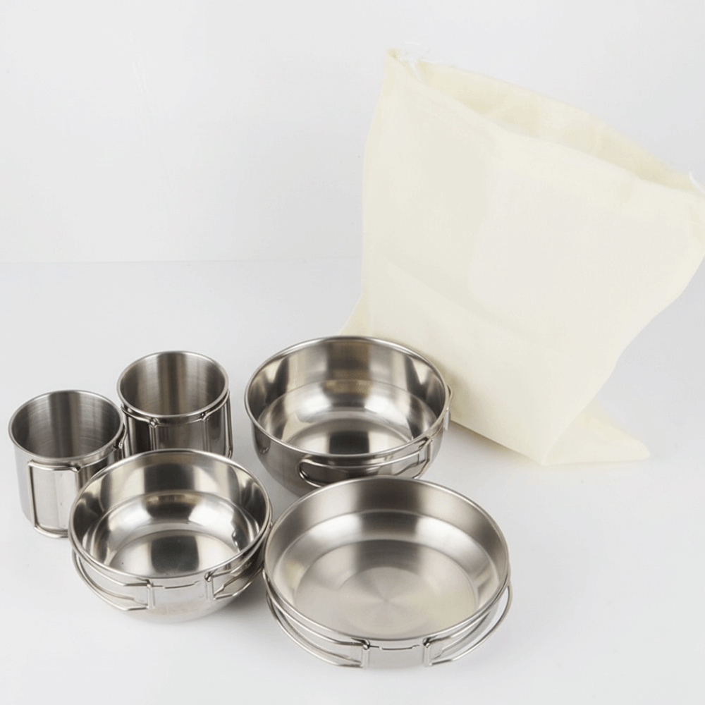 5Pcs 304 Stainless Steel Campi - Camping Cooking Set Stainless Steel review and price