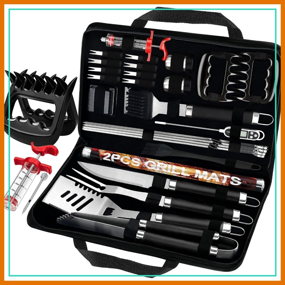 28Pcs BBQ Grilling Accessories - Meat Thermometer Camp review and price