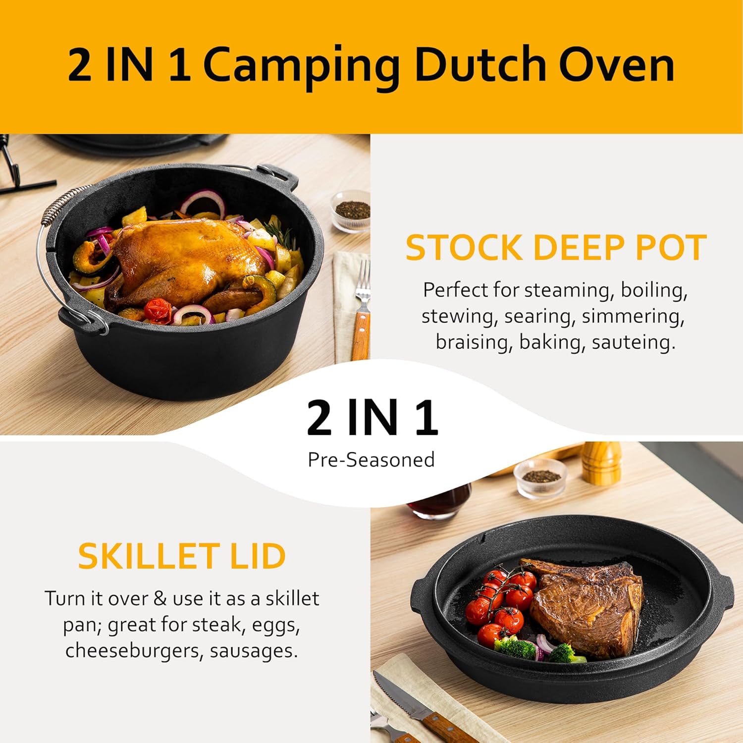 10QT Cast Iron Camp Dutch Oven - Camp Dutch Oven Cast review and price