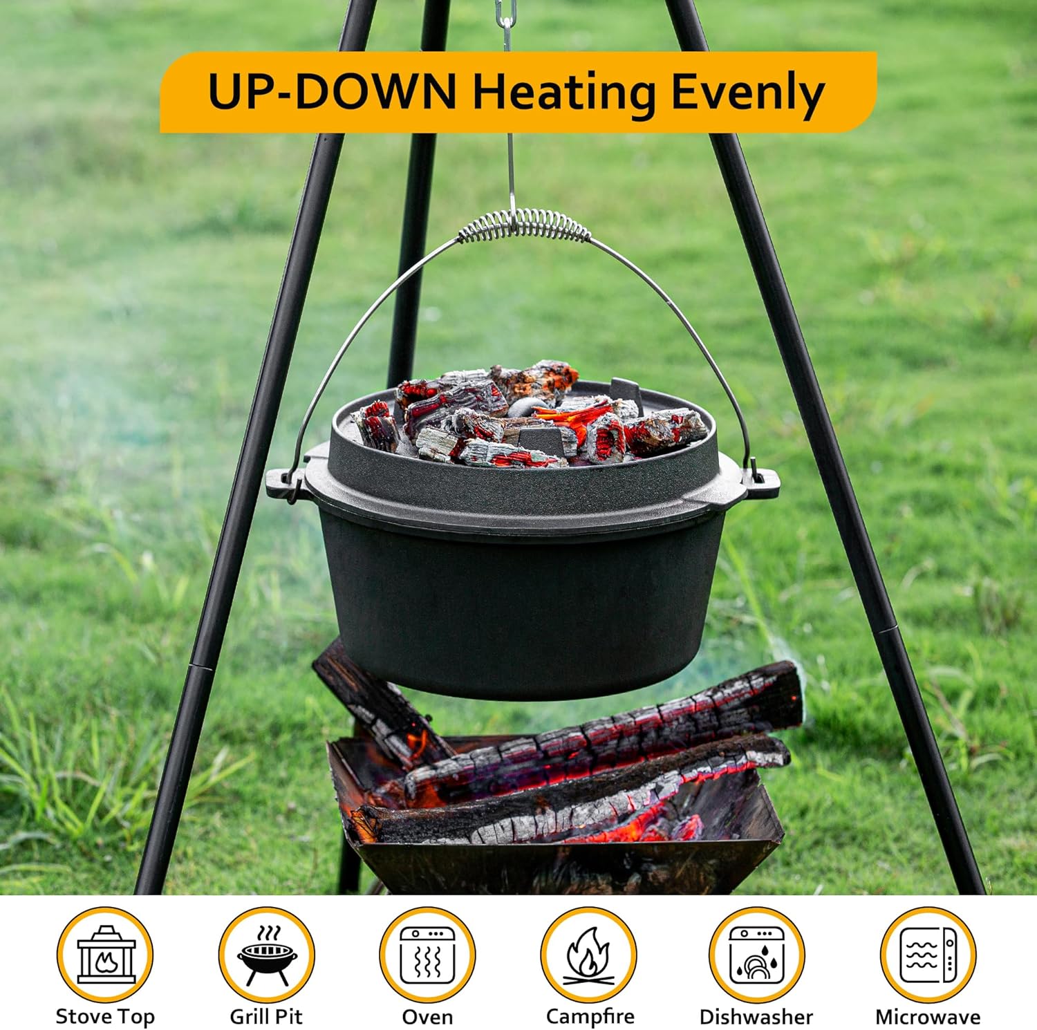 10QT Cast Iron Camp Dutch Oven - Camp Dutch Oven Cast review and price
