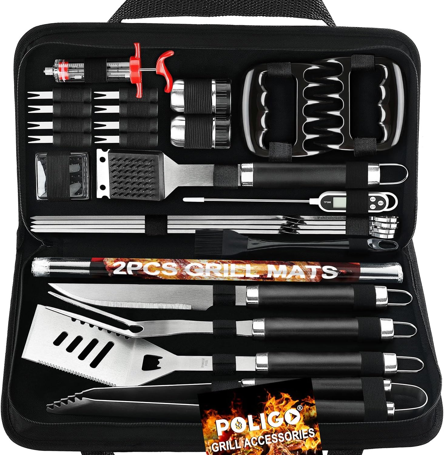 28Pcs BBQ Grill Accessories Se - Meat Thermometer Camp review and price