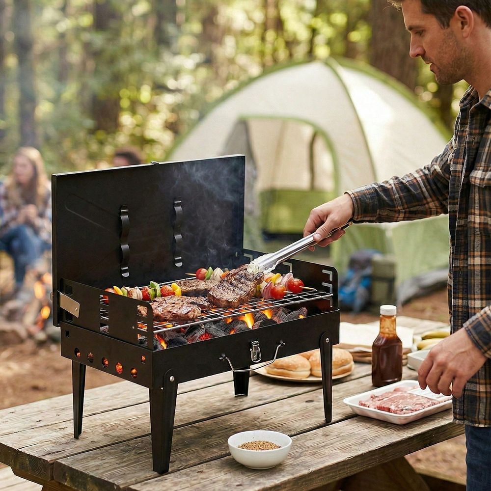 Charcoal BBQ Grill Kit, Foldab - Camping Cooking Grill review and price