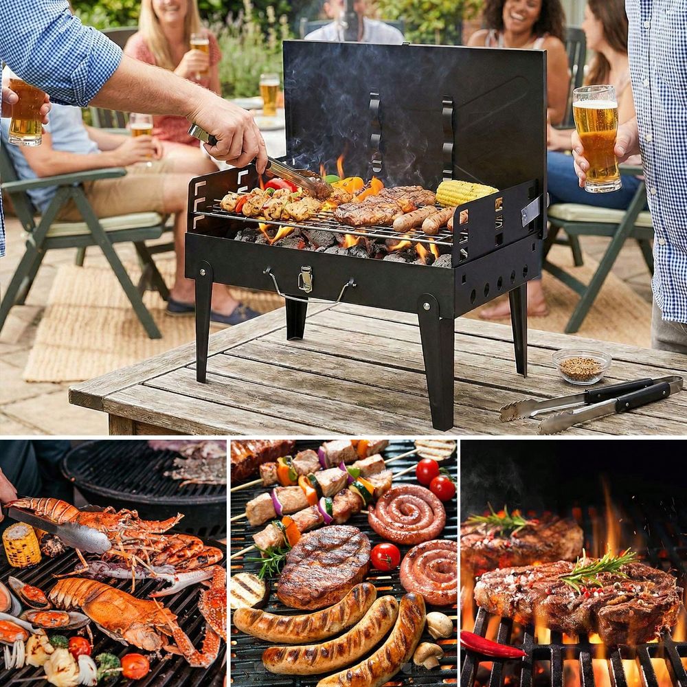 Charcoal BBQ Grill Kit, Foldab - Camping Cooking Grill review and price