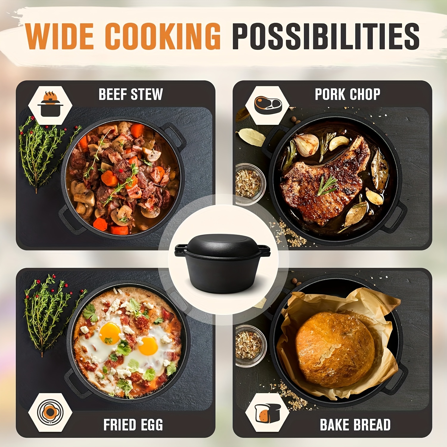 us5 QT Cast Iron Dutch Oven Po - Camp Dutch Oven Cast review and price