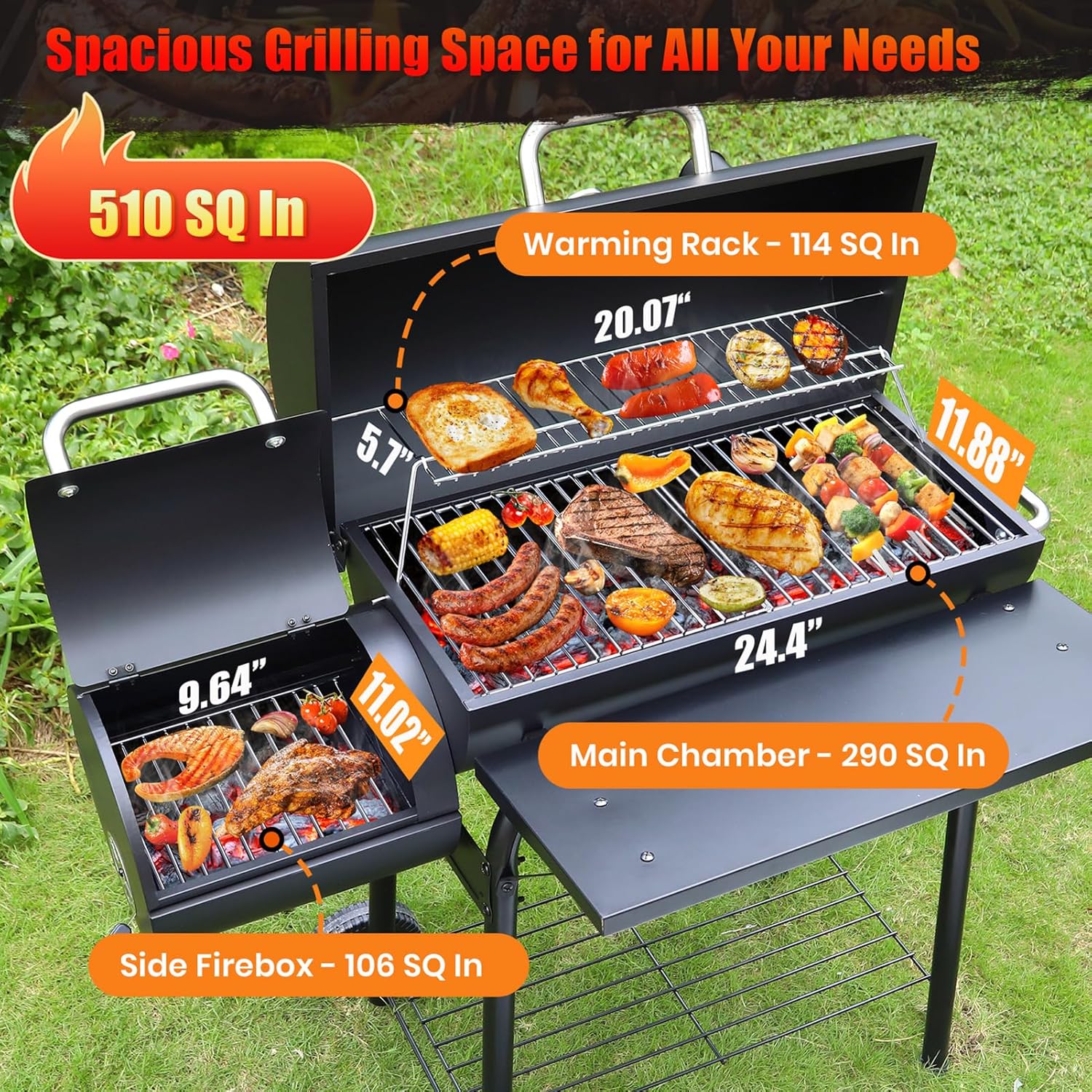 Spacious Charcoal Grill & Offs - Camping Cooking Grill review and price