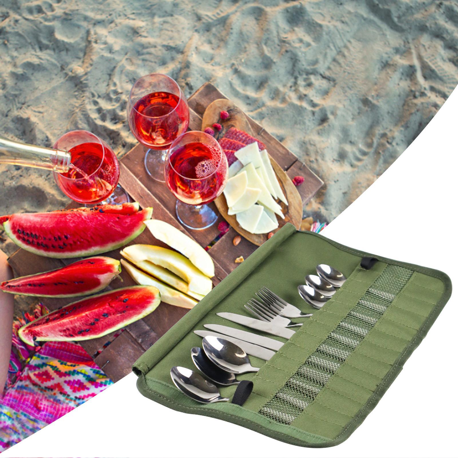 Portable Cutlery Roll Bag Mult - Camping Cooking Utensil Roll review and price