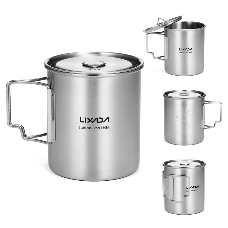 Lixada 750ml Cup Outdoor Stain - Camping Cooking Set Stainless Steel review and price