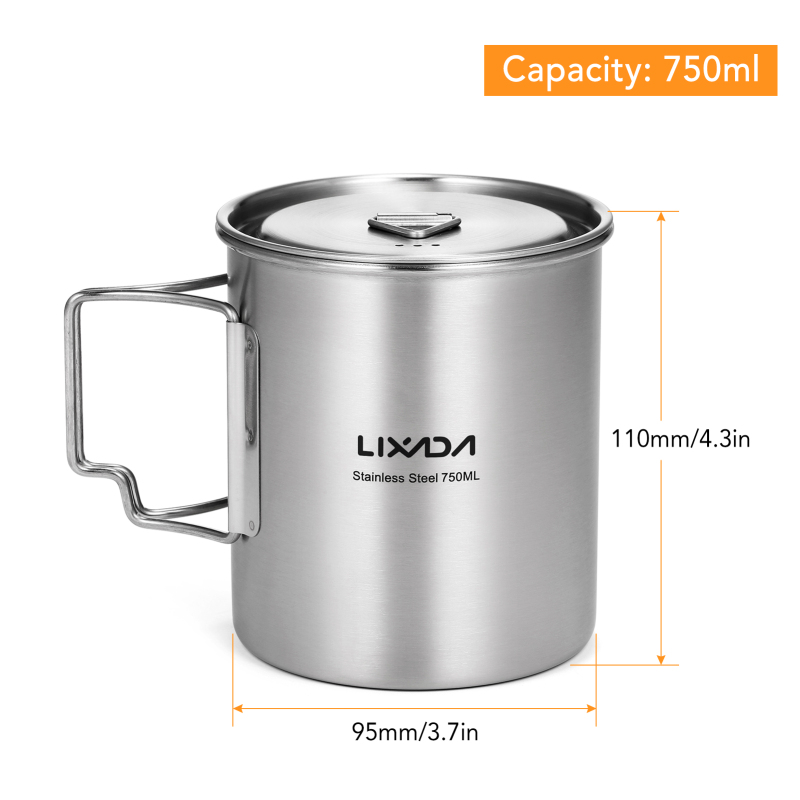 Lixada 750ml Cup Outdoor Stain - Camping Cooking Set Stainless Steel review and price