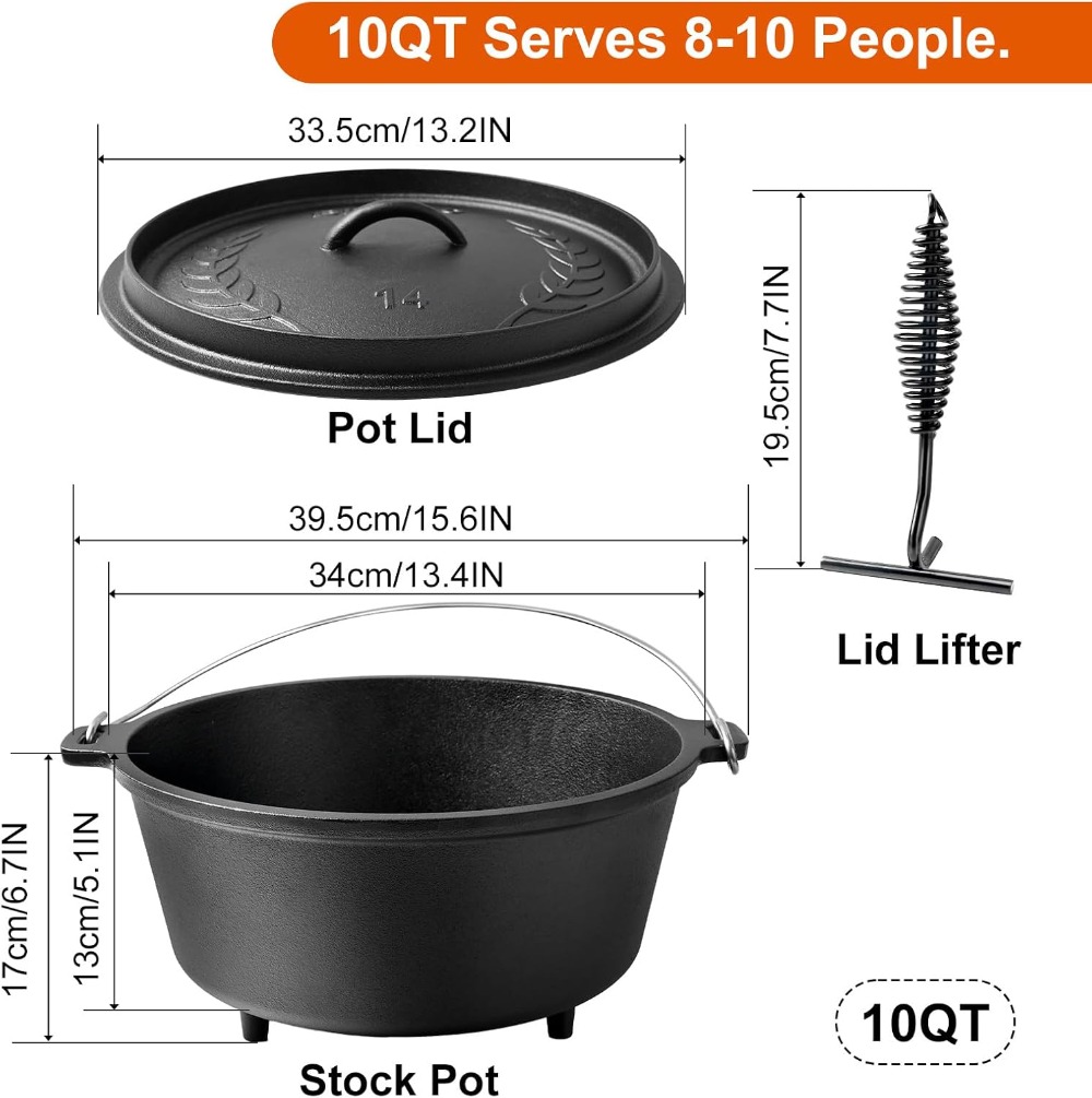 Pre-Seasoned Cast Iron 10QT Ca - Camp Dutch Oven Cast review and price