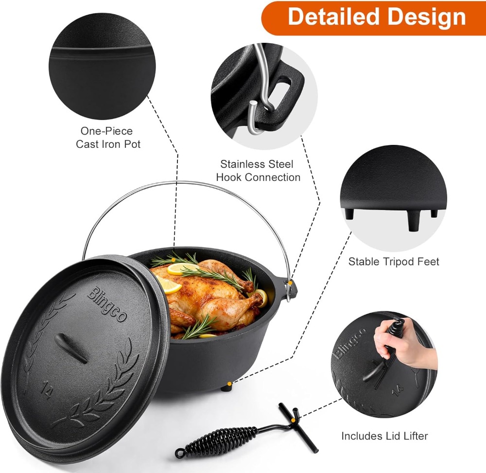 Pre-Seasoned Cast Iron 10QT Ca - Camp Dutch Oven Cast review and price