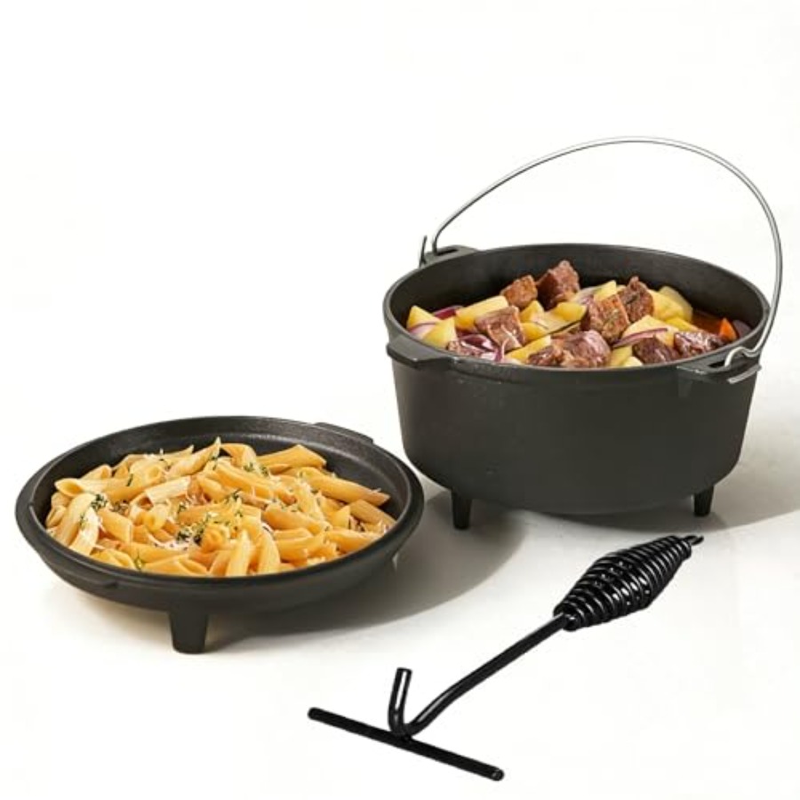 6.3qt Cast Iron Camping Dutch  - Camp Dutch Oven Cast review and price