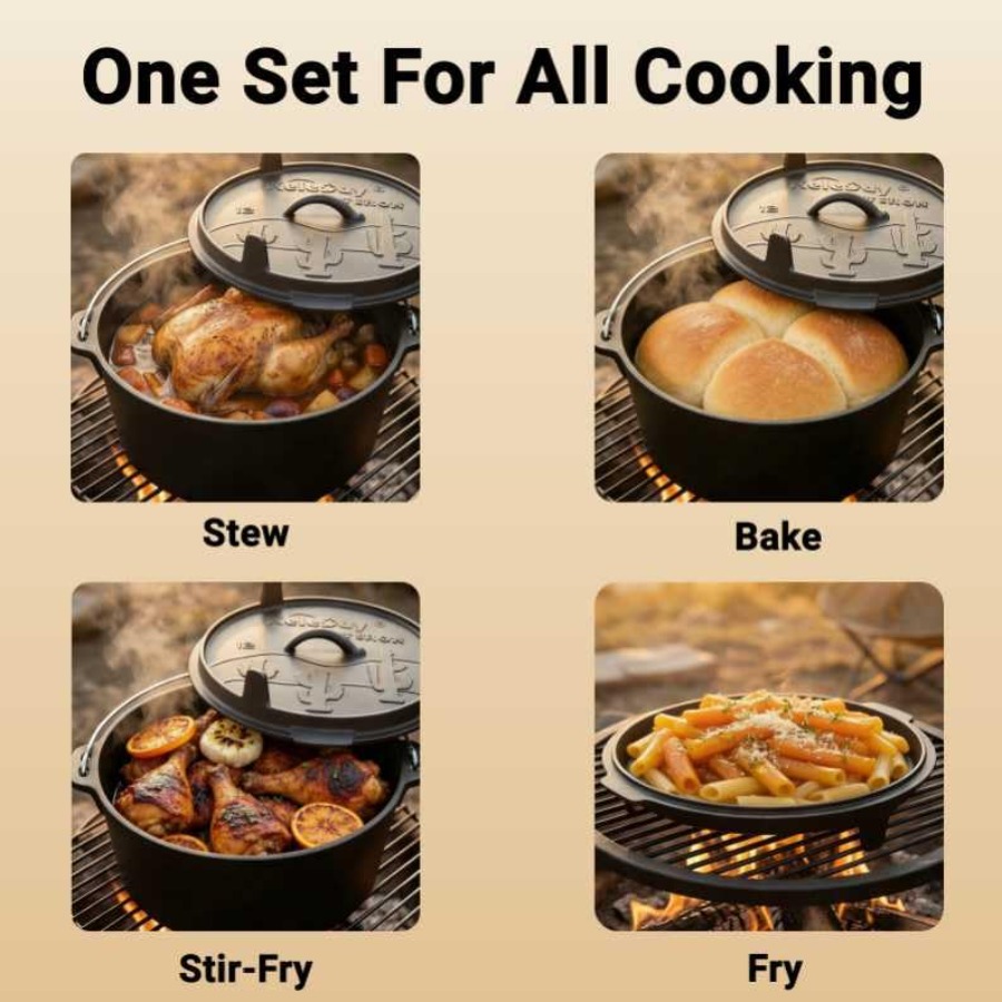 6.3qt Cast Iron Camping Dutch  - Camp Dutch Oven Cast review and price