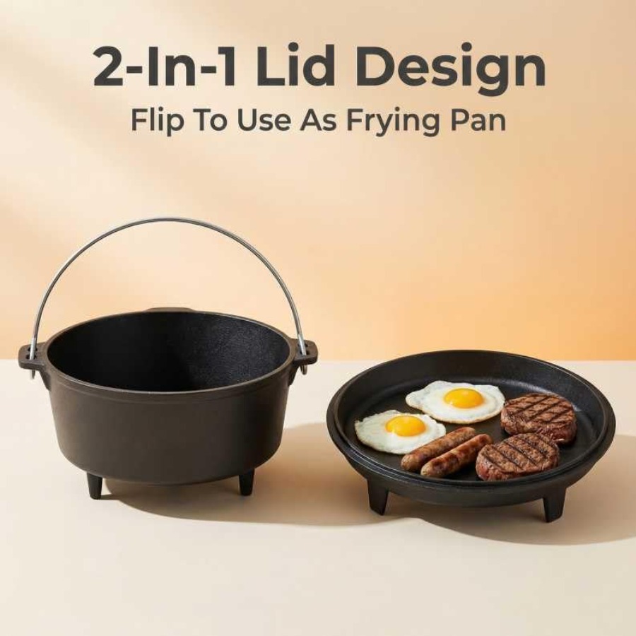 6.3qt Cast Iron Camping Dutch  - Camp Dutch Oven Cast review and price