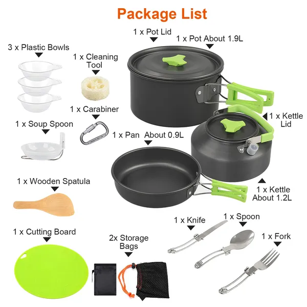 16pcs Camping Cooking Ware Set - Camping Cooking Set Stainless Steel review and price