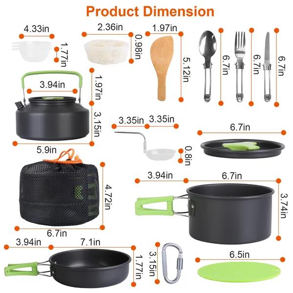 16pcs Camping Cooking Ware Set - Camping Cooking Set Stainless Steel review and price