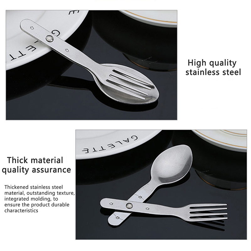 2-in-1 Fork Dessert Spoon Cutl - Camping Cooking Set Stainless Steel review and price